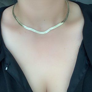 Gold Layered Basic Necklace, Herringbone Design